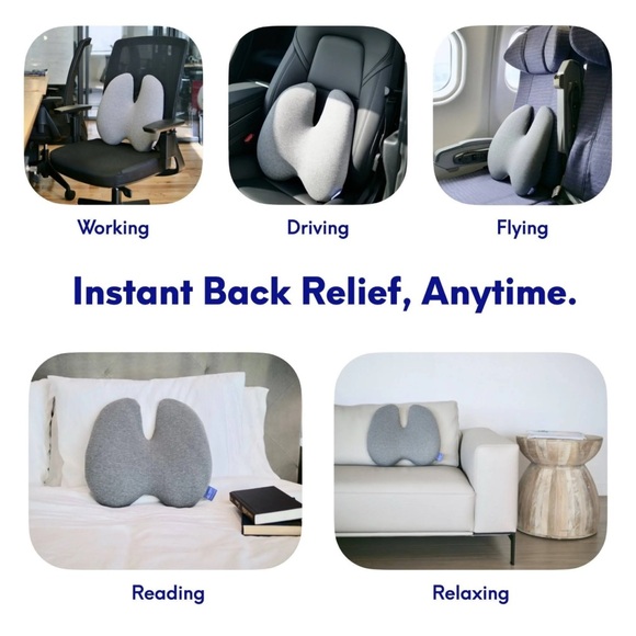 Gray Memory Foam Back Relief Lumbar Seat Cushion - Picture 3 of 6